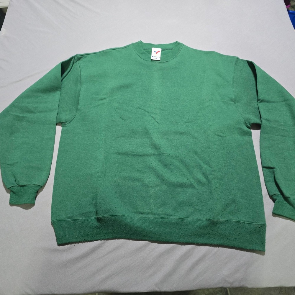 Artex Sportswear Crewneck Sweatshirt Mens 2XL Green Blank Fleece Pullover 90's